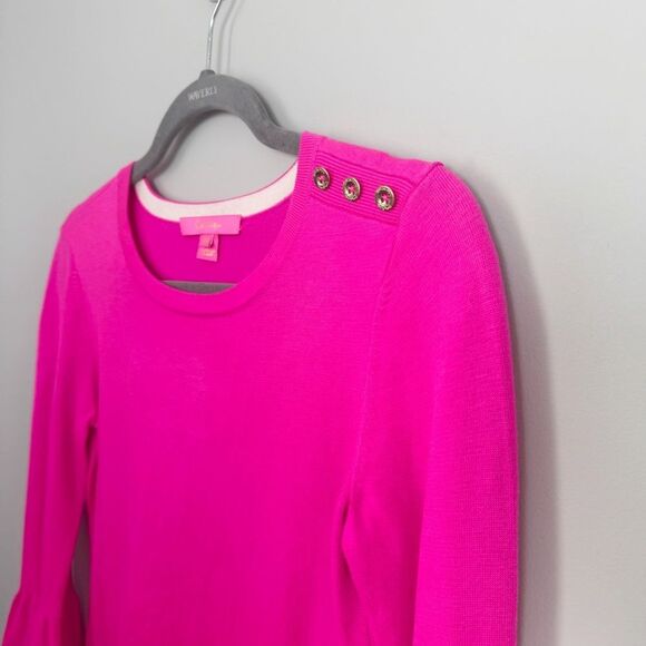 LILLY PULITZER | Callee Pink Bell Sleeve Sweater Women’s Size X-Small - Picture 6 of 12